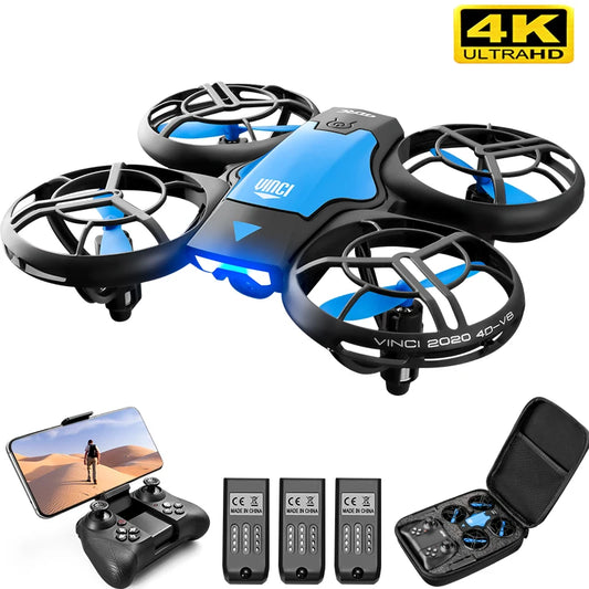 V8 Mini Drone 4K/1080P HD – Wide Angle Camera, WiFi FPV RC Quadcopter, Height Hold Drone Toy by 4DRC